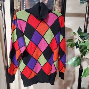 Neiman Marcus Colorblock Turtleneck Sweater
